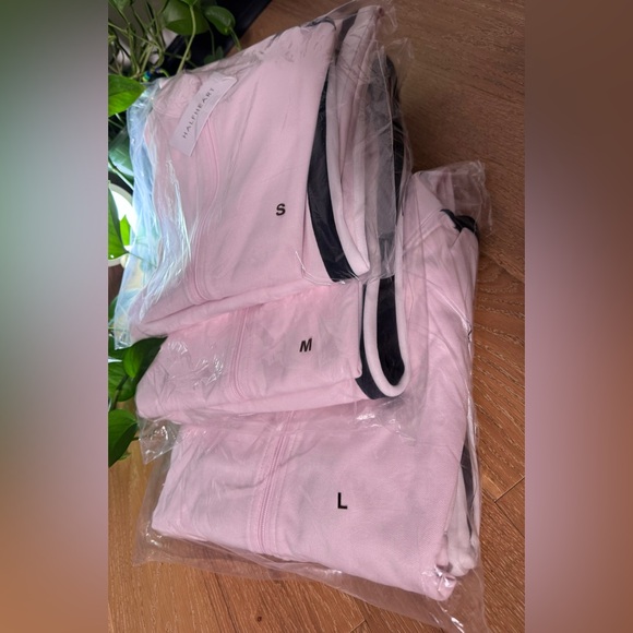 🌸 2-piece-set sweatpants + jacket zip-up loungewear Pink + navy & white stripes - Picture 10 of 10